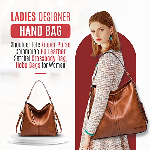 Ladies Designer Hand Bag Shoulder Tote Zipper Purse Colombian PU Leather Satchel Crossbody Bag, Hobo Bags for Women (Black)