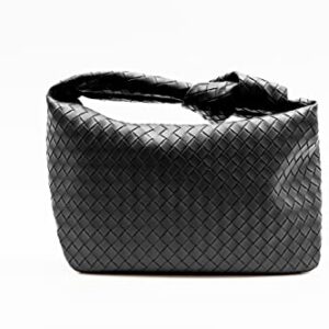 PRETTYGARDEN Women's Soft Leather Handbags Purse Fashion Shoulder Bag Dumpling Knotted Handle Hobo Bags(Black)