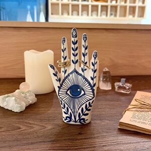 LZBALUYO Hamsa Ring Holder for Room Decor, Hamsa Hand Jewelry Display Holder Ring Stand Ring Organizer, Evil Eye Preppy Room Decor Aesthetic, Hamsa Gifts for Women Bathroom Bedroom Boho Home Decor