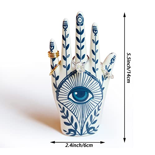 LZBALUYO Hamsa Ring Holder for Room Decor, Hamsa Hand Jewelry Display Holder Ring Stand Ring Organizer, Evil Eye Preppy Room Decor Aesthetic, Hamsa Gifts for Women Bathroom Bedroom Boho Home Decor