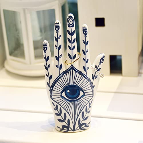 LZBALUYO Hamsa Ring Holder for Room Decor, Hamsa Hand Jewelry Display Holder Ring Stand Ring Organizer, Evil Eye Preppy Room Decor Aesthetic, Hamsa Gifts for Women Bathroom Bedroom Boho Home Decor