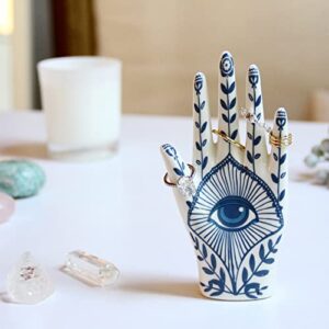 LZBALUYO Hamsa Ring Holder for Room Decor, Hamsa Hand Jewelry Display Holder Ring Stand Ring Organizer, Evil Eye Preppy Room Decor Aesthetic, Hamsa Gifts for Women Bathroom Bedroom Boho Home Decor