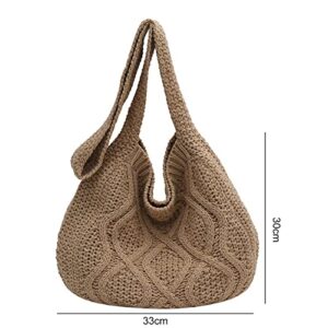 Knitted Shoulder Handbags Hand Crocheted Bags Large Woven Hobo Bag Tote Bag Aesthetic Canvas Tote Cute Tote Bags Black