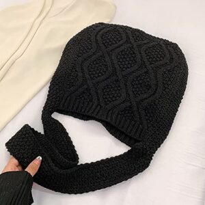 Knitted Shoulder Handbags Hand Crocheted Bags Large Woven Hobo Bag Tote Bag Aesthetic Canvas Tote Cute Tote Bags Black