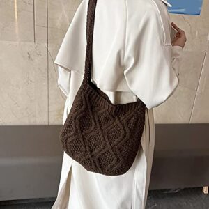 Knitted Shoulder Handbags Hand Crocheted Bags Large Woven Hobo Bag Tote Bag Aesthetic Canvas Tote Cute Tote Bags Black