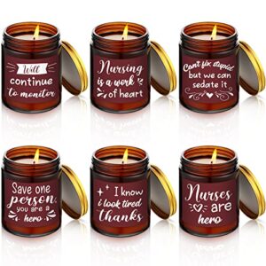 6 pcs nurse appreciation gifts best nurse ever gifts nurses week gifts school nurse graduation gifts nurse practitioner gifts 7oz scented jar candles natural mineral wax scented candles (nurse style)
