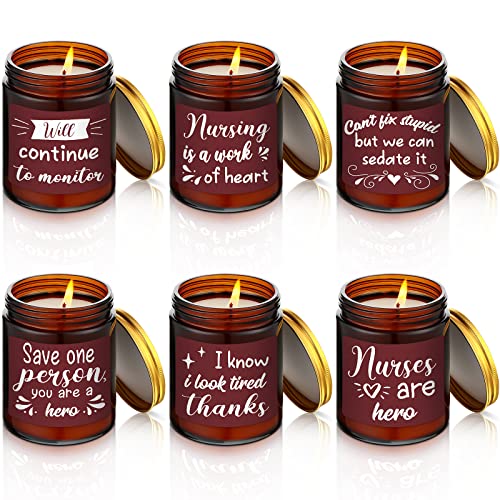 6 Pcs Nurse Appreciation Gifts Best Nurse Ever Gifts Nurses Week Gifts School Nurse Graduation Gifts Nurse Practitioner Gifts 7oz Scented Jar Candles Natural Mineral Wax Scented Candles (Nurse Style)