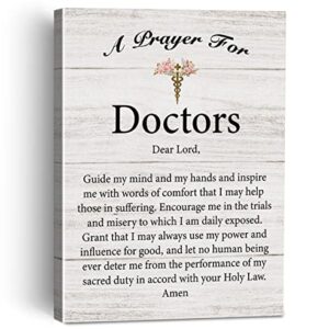 Motivational a Prayer for Doctors Quote Canvas Painting Framed Wall Art Decor for Home Office, Rustic Doctors Sayings Canvas Poster Print Decorative Christian Gift