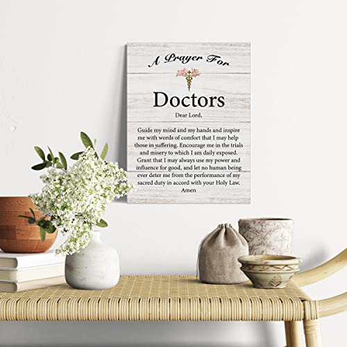 Motivational a Prayer for Doctors Quote Canvas Painting Framed Wall Art Decor for Home Office, Rustic Doctors Sayings Canvas Poster Print Decorative Christian Gift