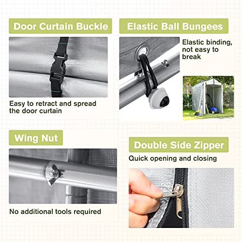 Devoko Outdoor Storage Shed 6 x 3 FT Portable Shed Waterproof Outdoor Carport Shelter with Roll-up Zipper Door for Bike, Motorcycle, Garden Storage