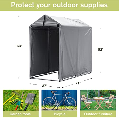 Devoko Outdoor Storage Shed 6 x 3 FT Portable Shed Waterproof Outdoor Carport Shelter with Roll-up Zipper Door for Bike, Motorcycle, Garden Storage