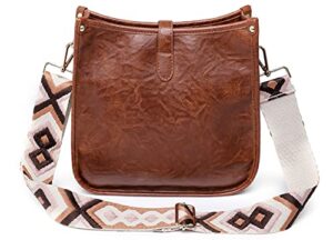 vegan leather guitar strap crossbody purse cross body purse with adjustable guitar strap zipped pockets handbag shoulder bag（brown-bag）……