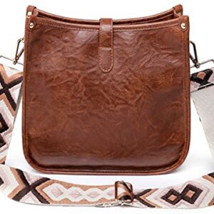 Vegan Leather guitar strap Crossbody purse cross body purse with Adjustable guitar Strap Zipped Pockets Handbag Shoulder Bag（brown-bag）……