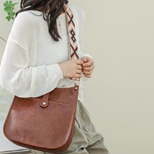 Vegan Leather guitar strap Crossbody purse cross body purse with Adjustable guitar Strap Zipped Pockets Handbag Shoulder Bag（brown-bag）……