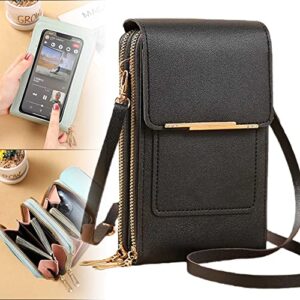 2023 new anti theft leather bag,leather anti theft crossbody bag,small crossbody cell phone purse for women (black)