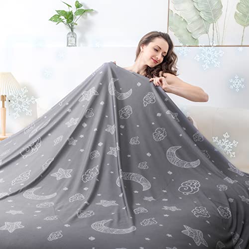 WKBEC Cooling Throw Blanket (50"x60" Throw Size) for Hot Sleepers, Arc-Chill Q-Max >0.5 Cool Fiber,100% Oeko-Tex Certified Lightweight Summer Blanket for Travel/Outdoor Ultra Cold Breathable, Grey