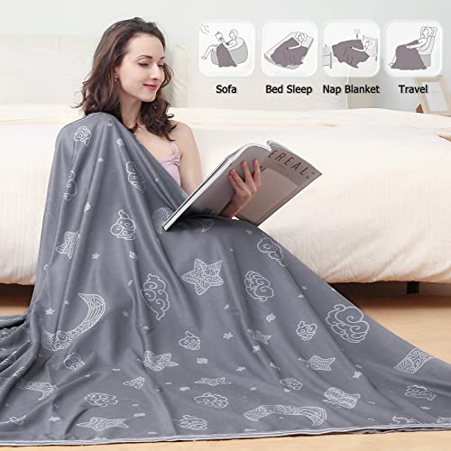 WKBEC Cooling Throw Blanket (50"x60" Throw Size) for Hot Sleepers, Arc-Chill Q-Max >0.5 Cool Fiber,100% Oeko-Tex Certified Lightweight Summer Blanket for Travel/Outdoor Ultra Cold Breathable, Grey