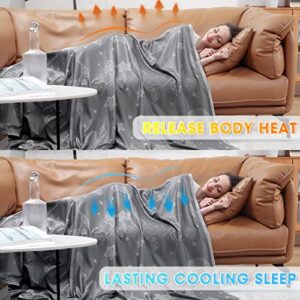 WKBEC Cooling Throw Blanket (50"x60" Throw Size) for Hot Sleepers, Arc-Chill Q-Max >0.5 Cool Fiber,100% Oeko-Tex Certified Lightweight Summer Blanket for Travel/Outdoor Ultra Cold Breathable, Grey
