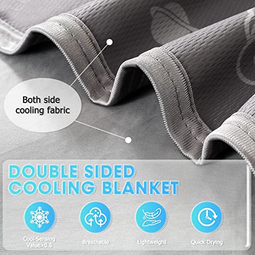 WKBEC Cooling Throw Blanket (50"x60" Throw Size) for Hot Sleepers, Arc-Chill Q-Max >0.5 Cool Fiber,100% Oeko-Tex Certified Lightweight Summer Blanket for Travel/Outdoor Ultra Cold Breathable, Grey