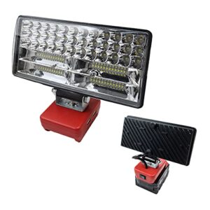 akocire max 11800 lm 35w  2 modes cordless led light compatible with milwaukee m18 18v battery, 2x2.1a usb led work light wide beam flood light with upgraded low voltage protection