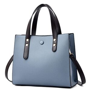 women’s large capacity handbag soft faux leather crossbody shoulder bag vegan tote purse (blue)