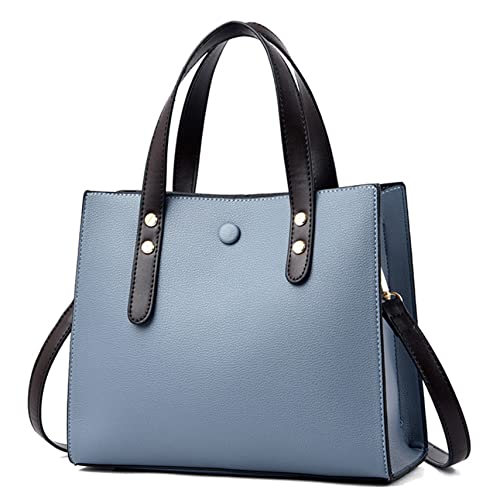 Women's Large Capacity Handbag Soft Faux Leather Crossbody Shoulder Bag Vegan Tote Purse (Blue)