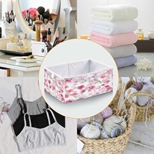 Kigai Pink Purple Flowers Cube Storage Bins - 11x11x11 in Large Foldable Cubes Organizer Storage Basket for Home Office, Nursery, Shelf, Closet