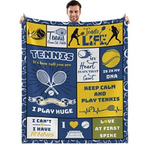 zumas tennis gifts blanket for men women, throw blanket for boys girls kids adult bedroom decoration, christmas, thanksgiving, birthday gifts for boys girls teens kids (tennis, 50×60)