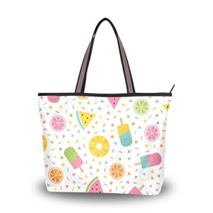 sletend tote bag fruit ice cream handbags for women fashion shoulder bag for school travel work shopping