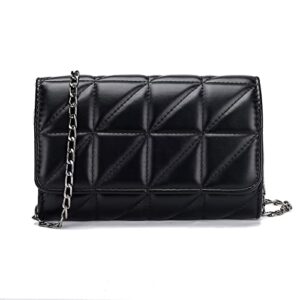 ginsyuli small women leather crossbody bag for iphone clutch purse black designer shoulder bag black crossbody purse (black 2)