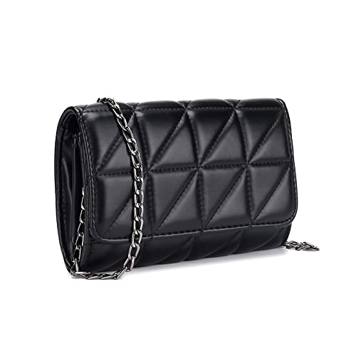 Ginsyuli Small Women Leather Crossbody Bag for Iphone Clutch Purse Black Designer Shoulder Bag black crossbody purse (BLACK 2)