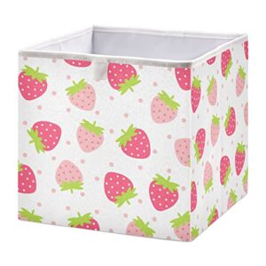 kigai kawaii strawberry cube storage bins – 11x11x11 in large foldable cubes organizer storage basket for home office, nursery, shelf, closet