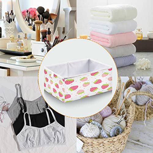 Kigai Kawaii Strawberry Cube Storage Bins - 11x11x11 in Large Foldable Cubes Organizer Storage Basket for Home Office, Nursery, Shelf, Closet