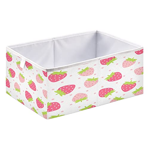 Kigai Kawaii Strawberry Cube Storage Bins - 11x11x11 in Large Foldable Cubes Organizer Storage Basket for Home Office, Nursery, Shelf, Closet