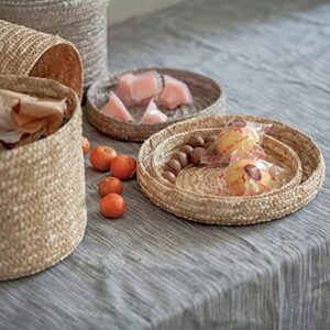 KUYYFDS 3pcs Straw Storage Baskets with Lid Woven Organizer Round Finishing Storage Box for Bedroom Living Room Laundry Snack(S M L) Shelf Baskets