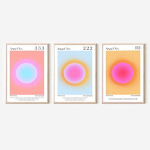 multicolor gradient aura angel numbers poster sets inspirational quotes room aesthetic canvas wall abstract minimalist art paintings y2k style room wall decor for bedroom office (b,3p 12 x 16 in unframed)