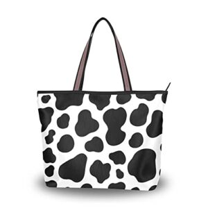 sletend tote bag cow print handbags for women fashion shoulder bag for school travel work shopping