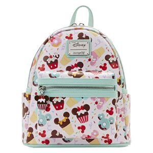 loungefly disney mickey and minnie mouse sweet treats all over print womens double strap shoulder bag purse