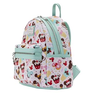 Loungefly Disney Mickey and Minnie Mouse Sweet Treats All Over Print Womens Double Strap Shoulder Bag Purse
