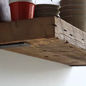 Urban Legacy Deep Floating Shelves | Reclaimed Wide Plank Barn Wood Shelves with Low Profile Brackets | High Weight Capacity (36" x 11" x 2")