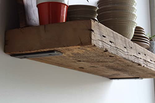 Urban Legacy Deep Floating Shelves | Reclaimed Wide Plank Barn Wood Shelves with Low Profile Brackets | High Weight Capacity (36" x 11" x 2")