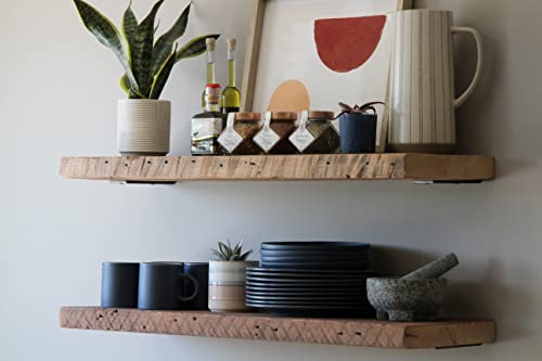 Urban Legacy Deep Floating Shelves | Reclaimed Wide Plank Barn Wood Shelves with Low Profile Brackets | High Weight Capacity (36" x 11" x 2")