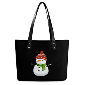 Xmas Snowman Women's Handbag Leather Purse Shoulder Bag Fashion Tote Bag Shopping Bag for Office Travel