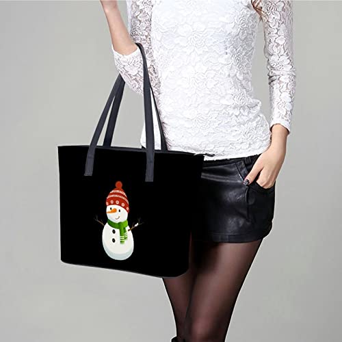 Xmas Snowman Women's Handbag Leather Purse Shoulder Bag Fashion Tote Bag Shopping Bag for Office Travel