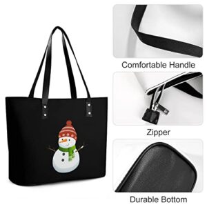 Xmas Snowman Women's Handbag Leather Purse Shoulder Bag Fashion Tote Bag Shopping Bag for Office Travel