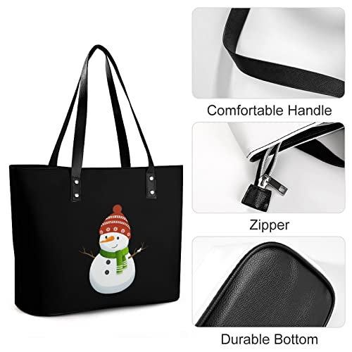 Xmas Snowman Women's Handbag Leather Purse Shoulder Bag Fashion Tote Bag Shopping Bag for Office Travel