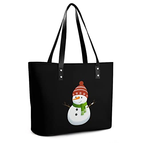 Xmas Snowman Women's Handbag Leather Purse Shoulder Bag Fashion Tote Bag Shopping Bag for Office Travel