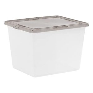 UFOM 36 Quart Snap Top Clear Plastic Storage Box, Gray, Set of 6