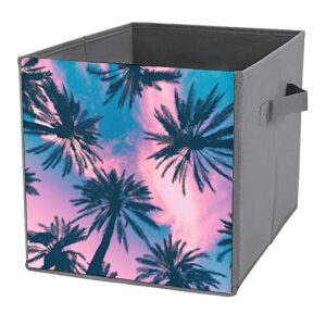 hawaii plum trees foldable storage bins printd fabric cube baskets boxes with handles for clothes toys, 11x11x11