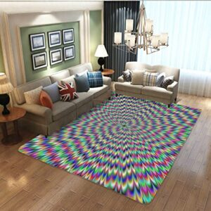 komiku 3d optical illusion rug colorful swirl psychedelic realistic rug for living room bedroom floor mat illusion rug 3d checkered rug area map black and white rug 39 x 59 inches